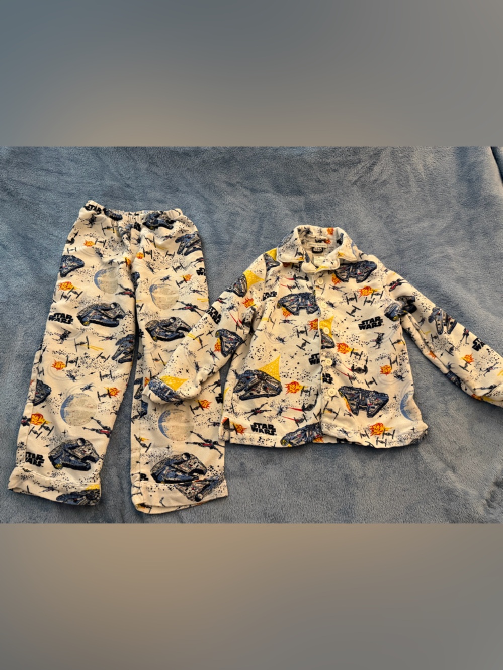 Pottery Barn Kids flannel, Star Wars pajamas, size 6.